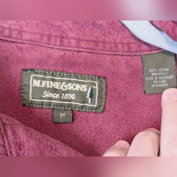 M. Fine & Sons medium button down shirt in soft red/mauve - Picture 7 of 12